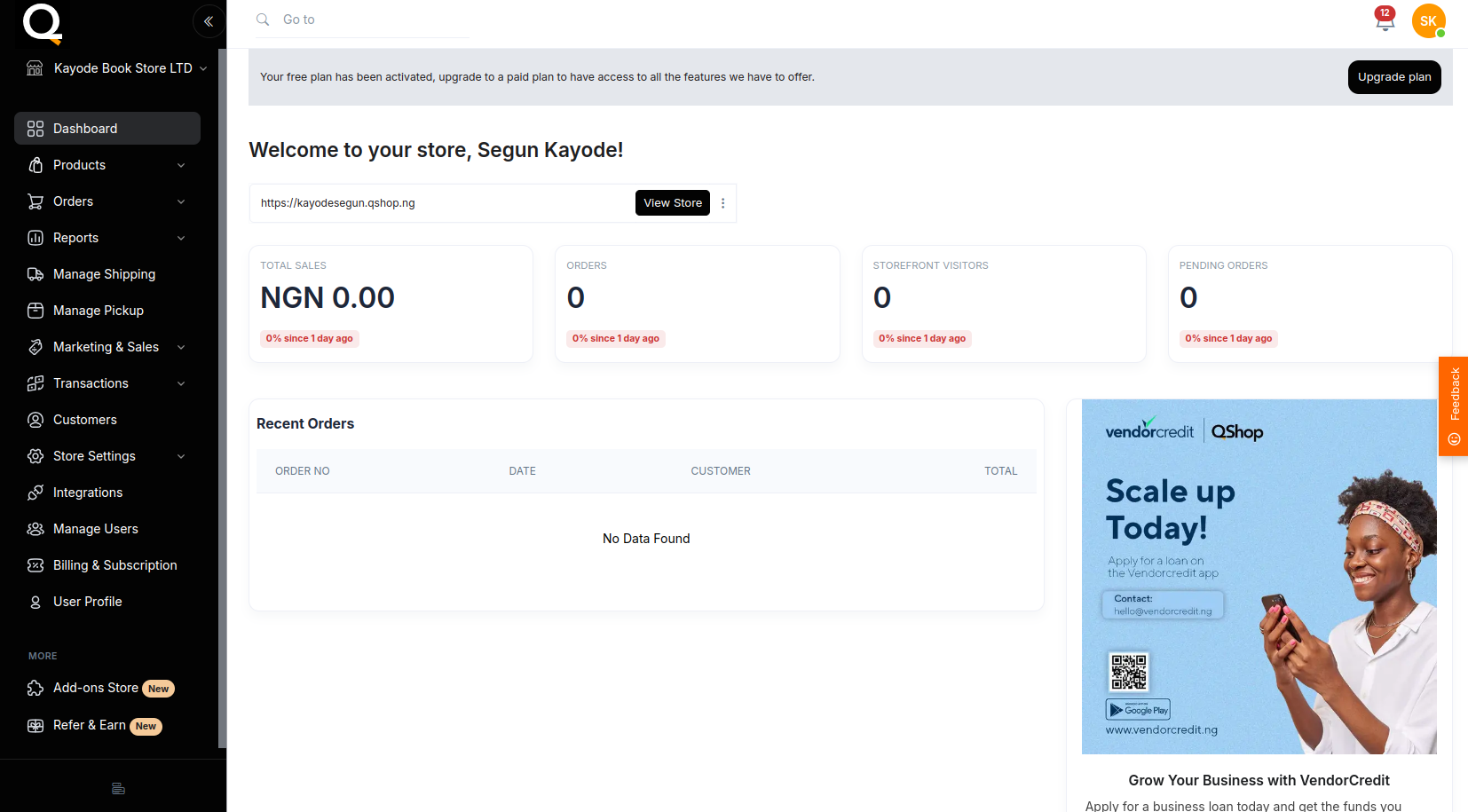 QShop E-Commerce Adminstration Dashboard